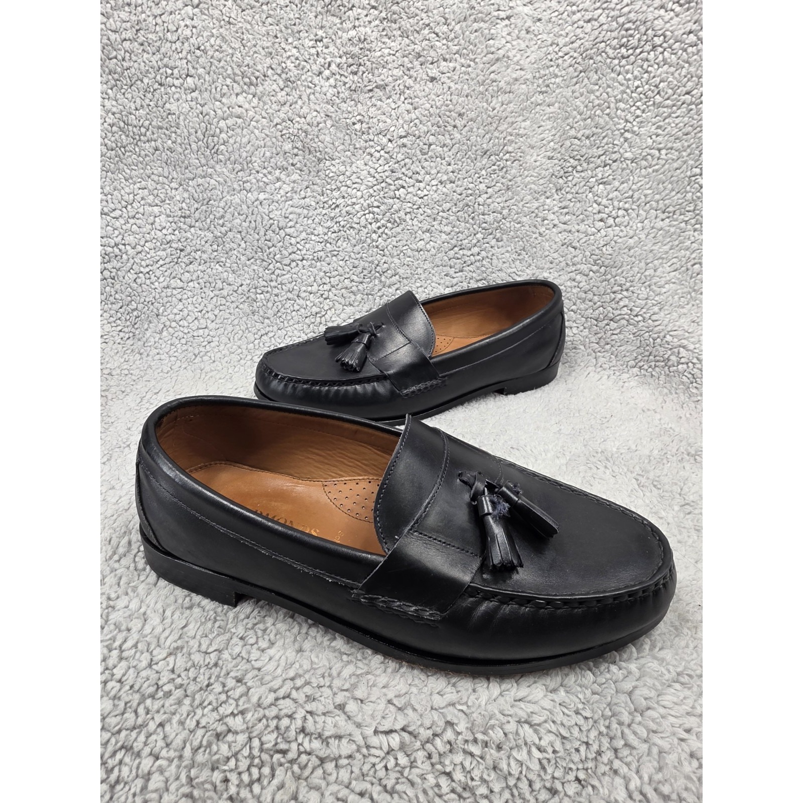 Size 12 3e Allen Edmond Schreier 50190 Black Leather Tassel Loafers Men's